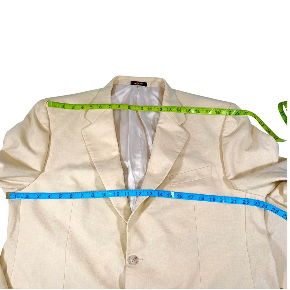 IZOD 46R Yellow Blazer Linen Blend Two Button Sport Coat Preppy Coastal Minimal - Picture 5 of 10